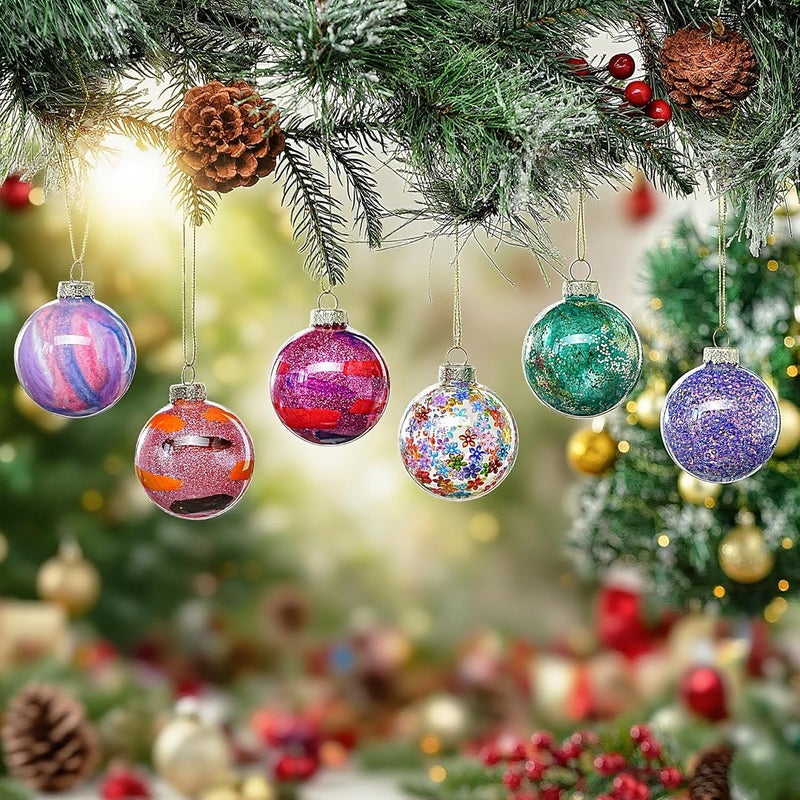 KRISININE 6pcs Glass Christmas Balls Ornaments 2.4 Inch Glittering Christmas Tree Ornament Multicolor Christmas Ornaments for Xmas Hanging Tree Decorations Party Decor - Image 4